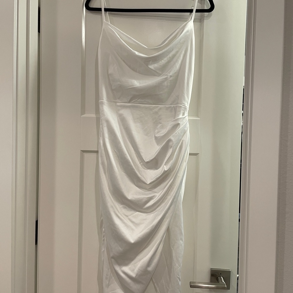 White Cowl Neck Dress